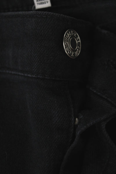 Re/Done Unisex Black Cropped Straight High Rise Jeans Size 31