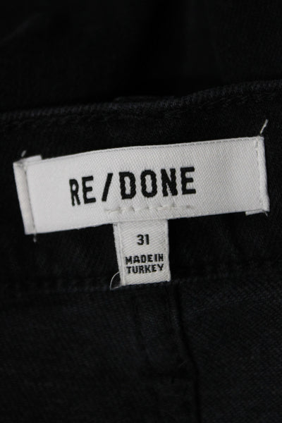 Re/Done Unisex Black Cropped Straight High Rise Jeans Size 31