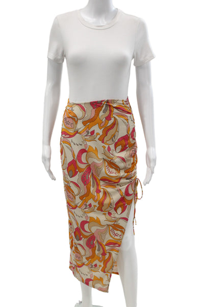 Revel Rey Swim Women Beige Cotton Polyester Paisley Maxi Wrap Skirt Size S