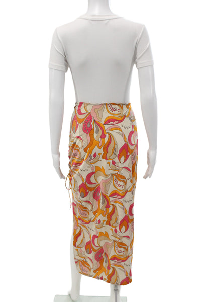Revel Rey Swim Women Beige Cotton Polyester Paisley Maxi Wrap Skirt Size S