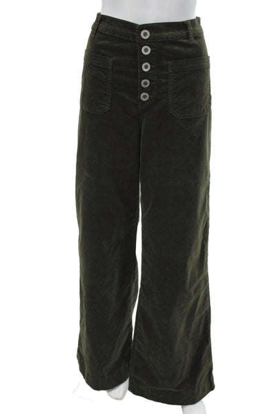 Ramy Brook Women Army Green Button Pants 70% Cotton Size 31