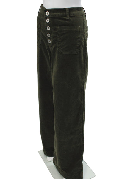 Ramy Brook Women Army Green Button Pants 70% Cotton Size 31