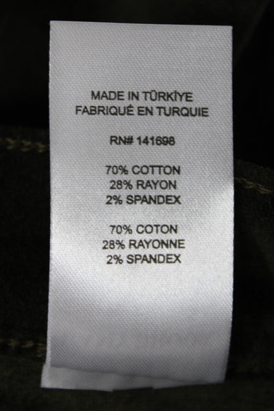 Ramy Brook Women Army Green Button Pants 70% Cotton Size 31