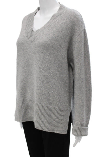 Kirna Zabete Unisex Cashmere V Neck Pullover Gray Size M