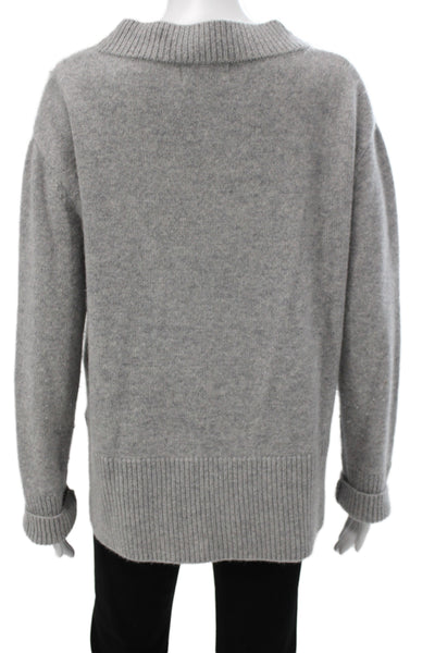 Kirna Zabete Unisex Cashmere V Neck Pullover Gray Size M