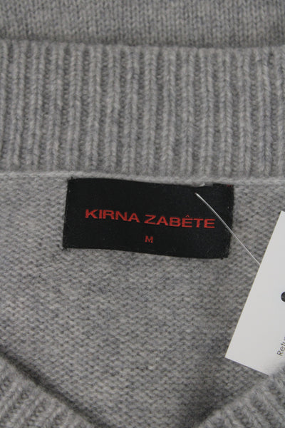 Kirna Zabete Unisex Cashmere V Neck Pullover Gray Size M