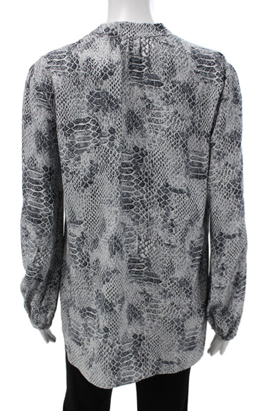 Charlotte Brody Womens Silk Animal Print V-Neck Tunic Long Sleeve Black Size L