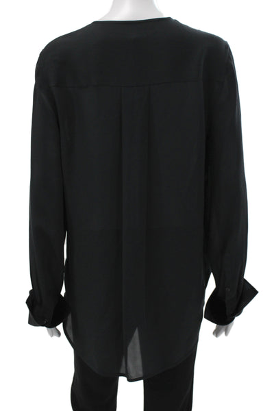 Rag & Bone Womens Black 100% Silk Long Sleeve Round Neck Blouse Size M
