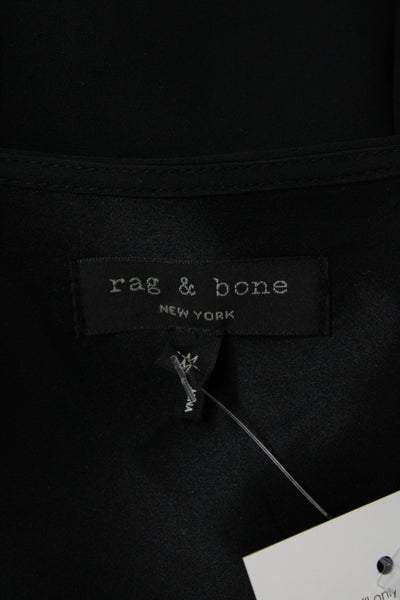 Rag & Bone Womens Black 100% Silk Long Sleeve Round Neck Blouse Size M