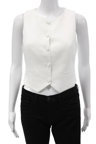 Kookai Womens Vest White Sleeveless Button Round Neck Polyester Size 36