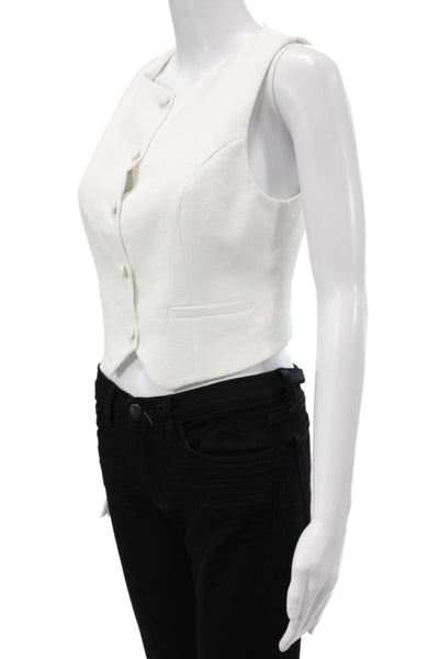 Kookai Womens Vest White Sleeveless Button Round Neck Polyester Size 36