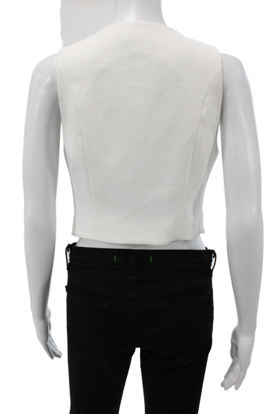 Kookai Womens Vest White Sleeveless Button Round Neck Polyester Size 36