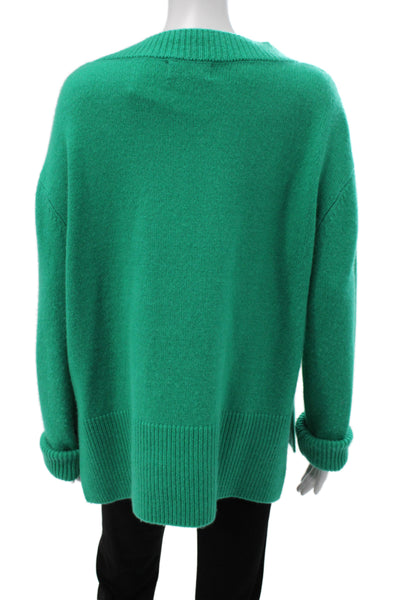 Kirna Zabete Unisex Classic V-Neck 100% Cashmere Pullover Sweater Green Size L