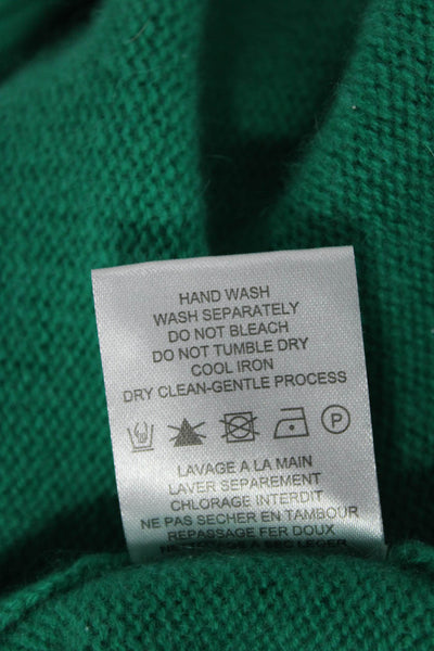 Kirna Zabete Unisex Classic V-Neck 100% Cashmere Pullover Sweater Green Size L