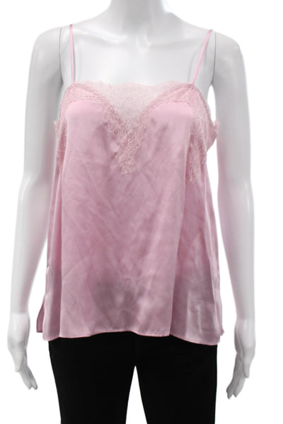 Cami NYC Women Pink Silk Square Neck Sleeveless Cami Size S