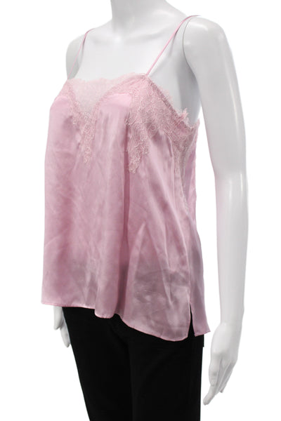 Cami NYC Women Pink Silk Square Neck Sleeveless Cami Size S