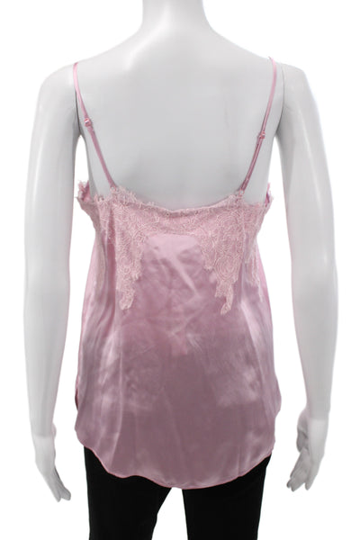 Cami NYC Women Pink Silk Square Neck Sleeveless Cami Size S