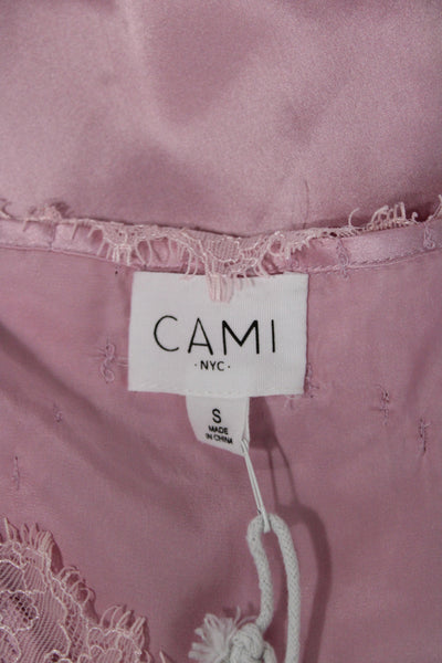 Cami NYC Women Pink Silk Square Neck Sleeveless Cami Size S