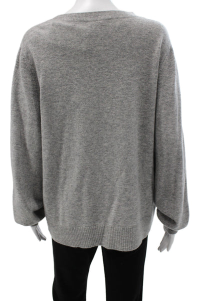 Repeat Unisex Pullover Cashmere Sweater Gray Crew Neck Long Sleeve Size L