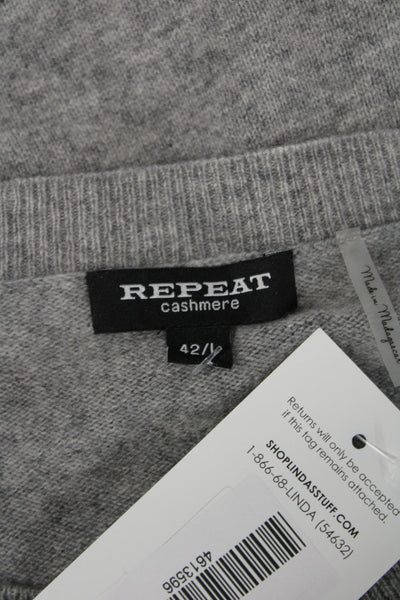 Repeat Unisex Pullover Cashmere Sweater Gray Crew Neck Long Sleeve Size L