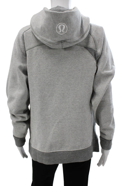 Lululemon Womens Full Zip Hoodie Gray Cotton High Neck Long Sleeve Size 12