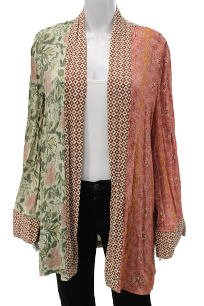Tell Your Friends Women Floral Multi Color Coatigan Long Sleeve Size 2XS