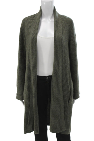 Repeat Unisex Cardigan Green 70% Wool 30% Cashmere Long Sleeve Size L