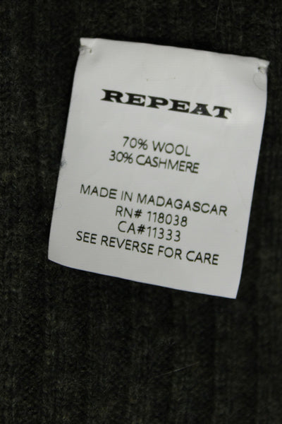 Repeat Unisex Cardigan Green 70% Wool 30% Cashmere Long Sleeve Size L