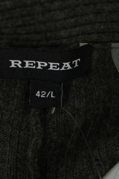 Repeat Unisex Cardigan Green 70% Wool 30% Cashmere Long Sleeve Size L