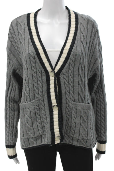 Zara Unisex Cardigan V Neck Gray Button Acrylic Long Sleeve Size M