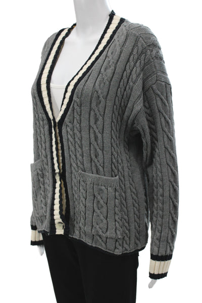 Zara Unisex Cardigan V Neck Gray Button Acrylic Long Sleeve Size M