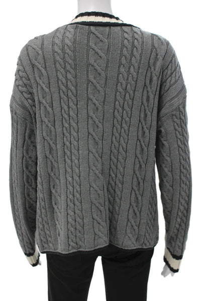 Zara Unisex Cardigan V Neck Gray Button Acrylic Long Sleeve Size M