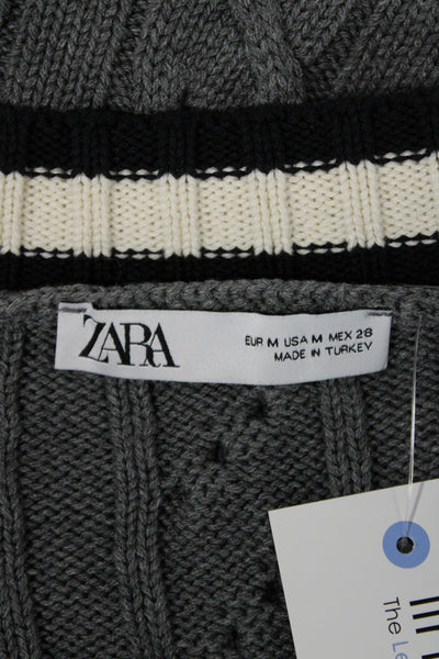 Zara Unisex Cardigan V Neck Gray Button Acrylic Long Sleeve Size M