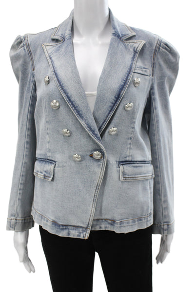 Generation Love Womens Light Blue Military Jacket Collared Button Size M