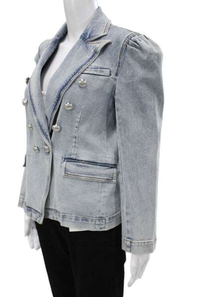 Generation Love Womens Light Blue Military Jacket Collared Button Size M