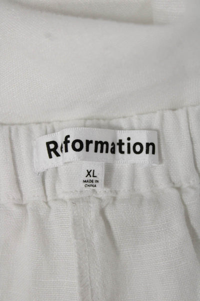 Reformation Womens Sweatpants White Linen Drawstring Size XL