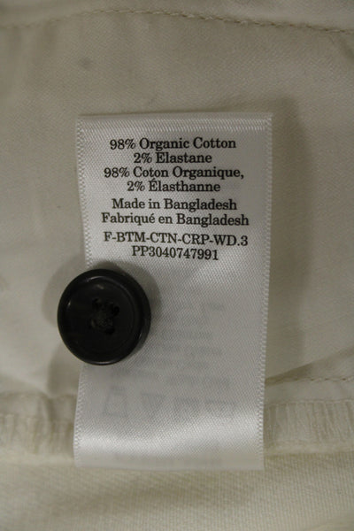 Everlane Women Cropped White Organic Cotton Button Front Pants Size 12
