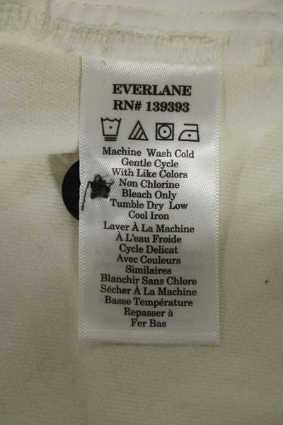 Everlane Women Cropped White Organic Cotton Button Front Pants Size 12