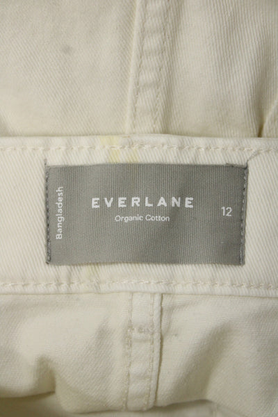Everlane Women Cropped White Organic Cotton Button Front Pants Size 12