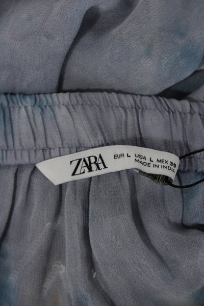 Zara Womens Bohemian Paisley Gray Viscose Drawstring Pants Size L