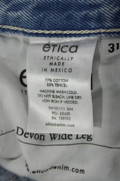 Etica Unisex Wide-Leg Light Blue High Rise Jeans Size 31