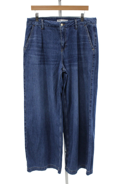Zara Unisex Wide-Leg Jeans Blue Size 8