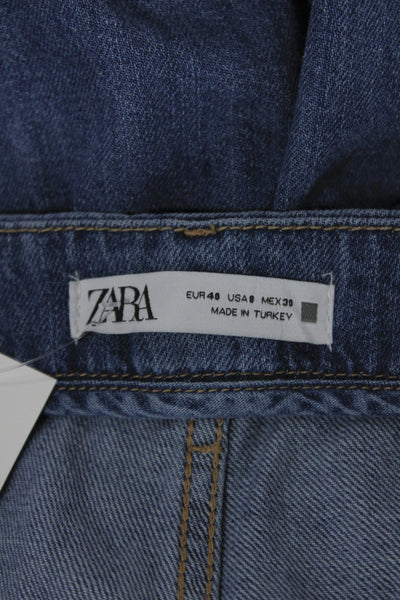 Zara Unisex Wide-Leg Jeans Blue Size 8
