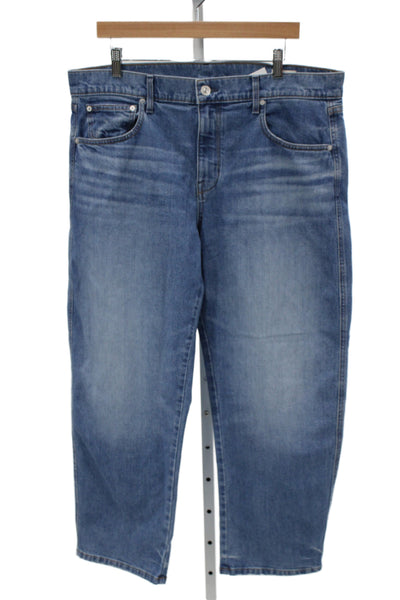 AYR Unisex Cropped Straight High Rise Blue Cotton Jeans Size 32
