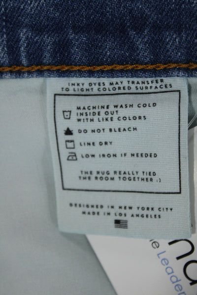 AYR Unisex Cropped Straight High Rise Blue Cotton Jeans Size 32