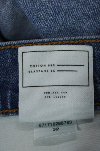 AYR Unisex Cropped Straight High Rise Blue Cotton Jeans Size 32