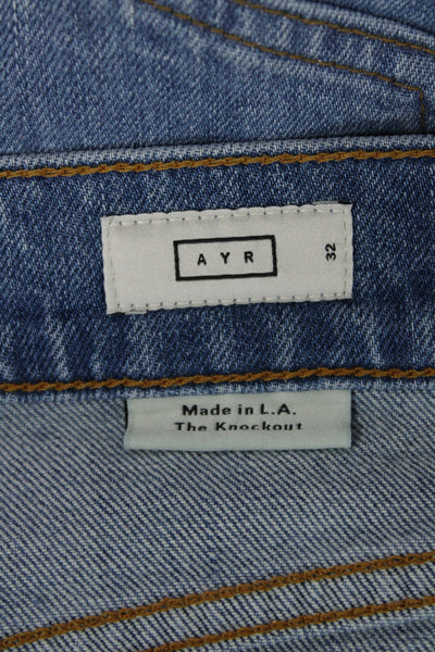 AYR Unisex Cropped Straight High Rise Blue Cotton Jeans Size 32
