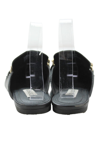 Steve Madden Womens Leather Chain Detail Slide On Mules Black Size 7.5M