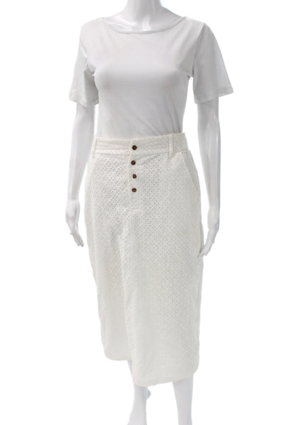 Muze Women A-Line Cotton White Skirt Long Size S