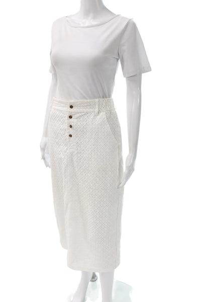 Muze Women A-Line Cotton White Skirt Long Size S